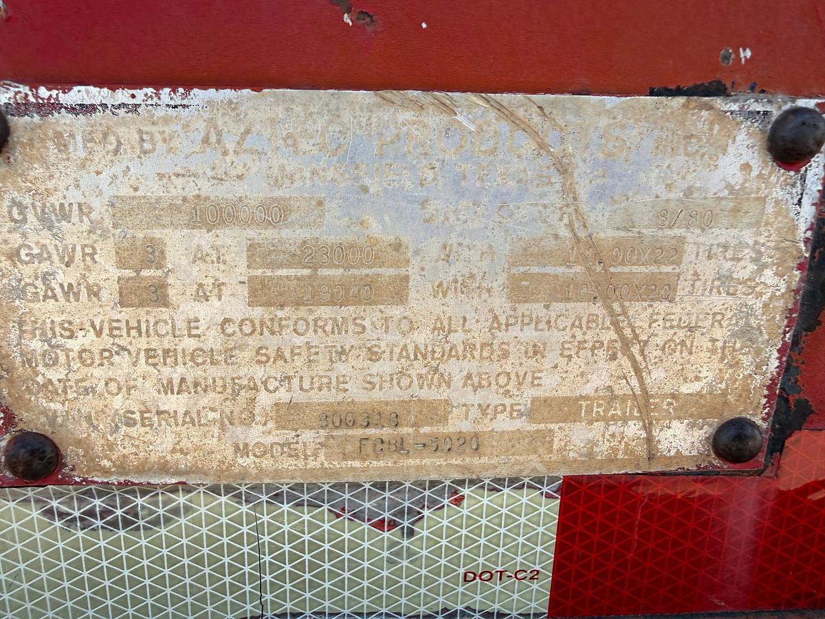 Used 1981 AZTEC 45’x 96” 50-Ton TRI-AXLE NARROW NECK LOWBOY TRAILER