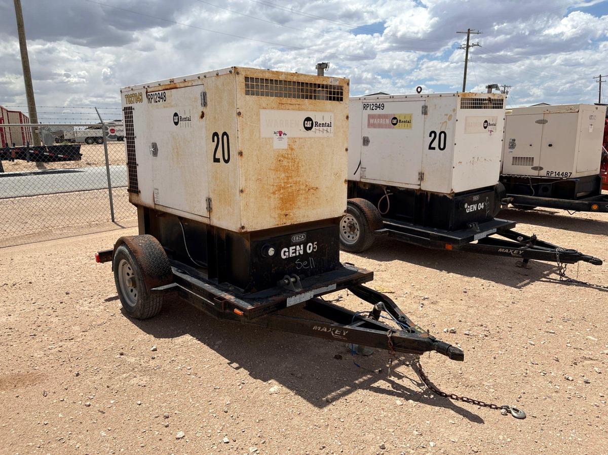 Used 2013 WARREN POWER SYSTEMS NPS-P-20 20KW S/A BUMPER PULL TOWABLE GENERATOR