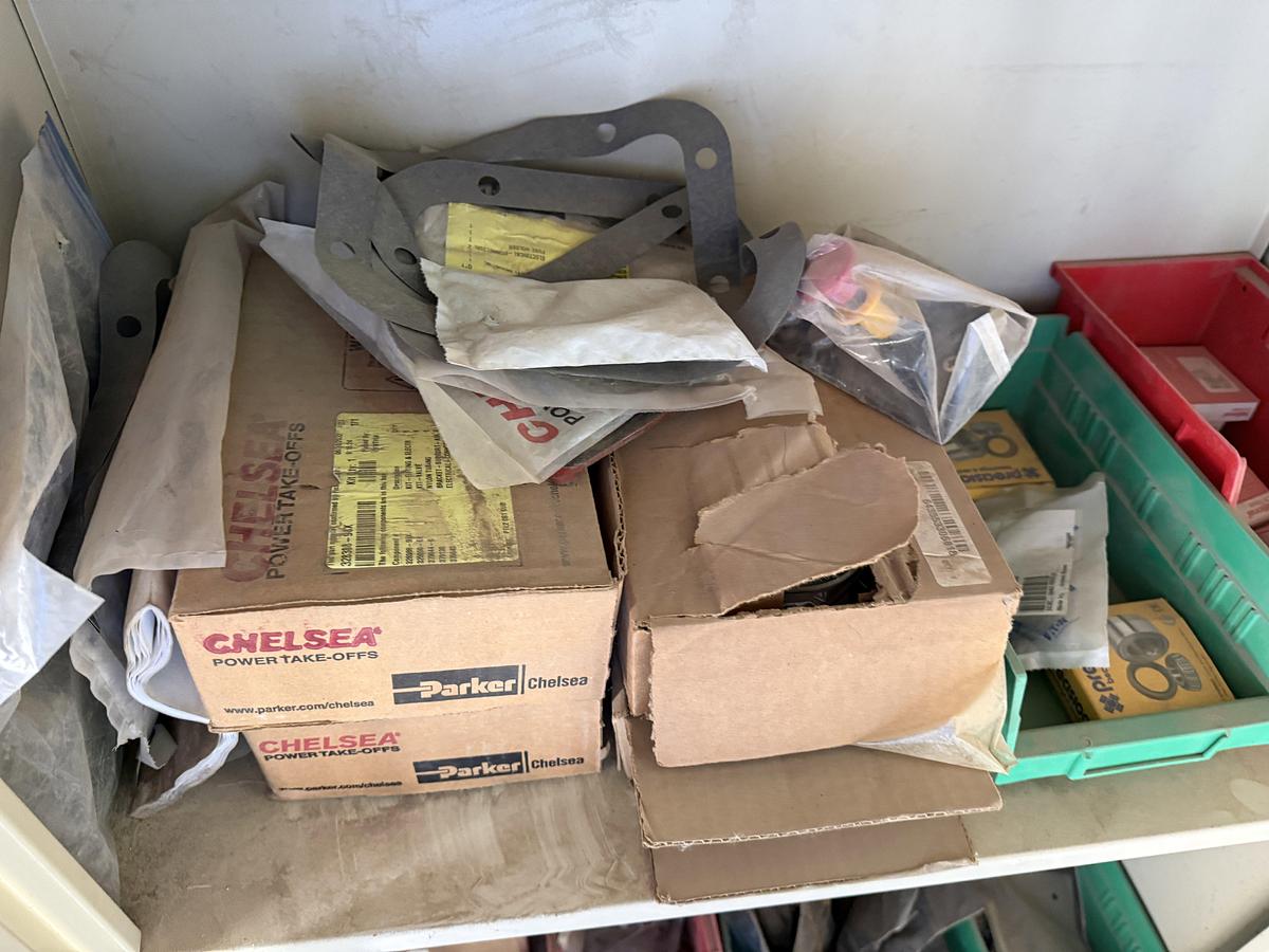 Used (1) 34”L X 34”L X 65”H FLAMMABLE LIQUID STORAGE CABINET & (1) 30”L X 15”W X 72”H 3-SHELF CABINET, ALL W/ TRUCK PARTS & PAINT