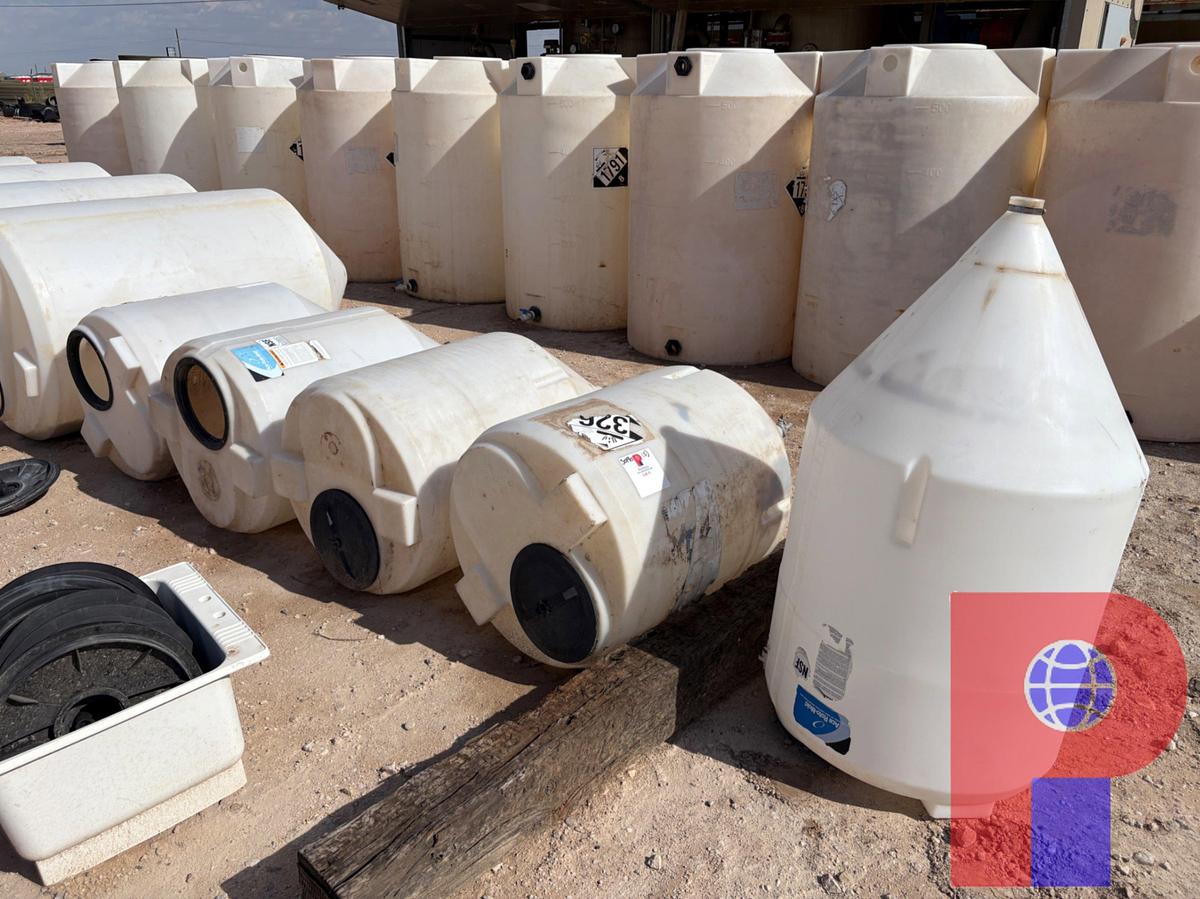 Used (5) 115 GALLON ACE ROTOMOLD POLY TANKS & (1) 100 GALLON POLY TANK