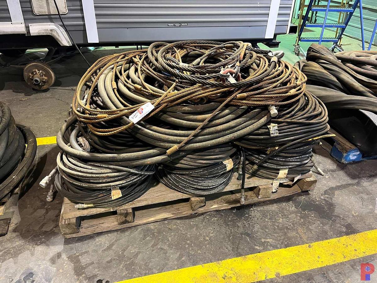 Used PALLET W/ HIGH PRESSURE HYDRAULIC HOSES, 3/8” TO 2”