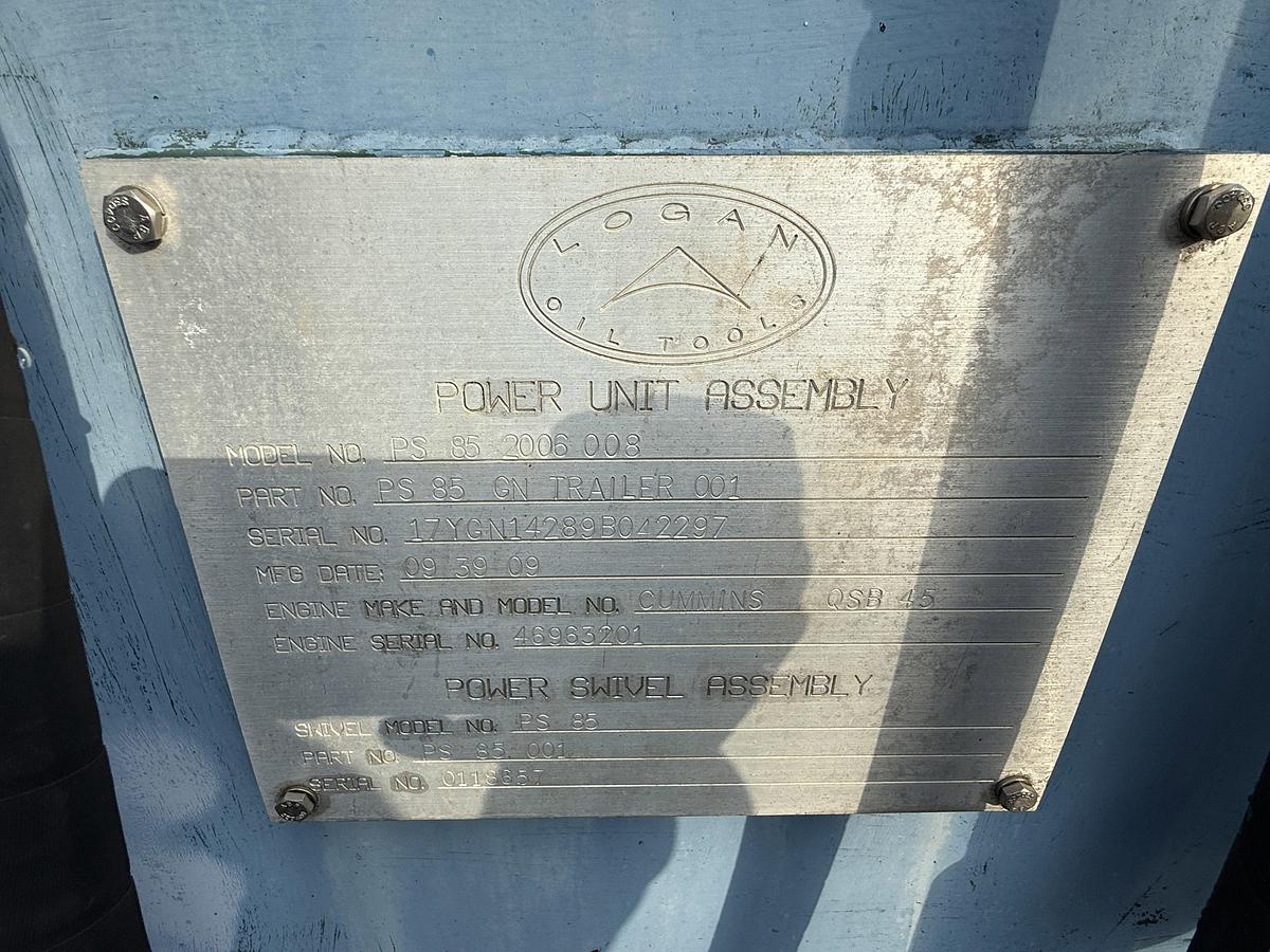 Used LOGAN 85-TON POWER SWIVEL P/B CUMMINS MTD ON 2009 AMERITRAIL GOOSENECK TRAILER