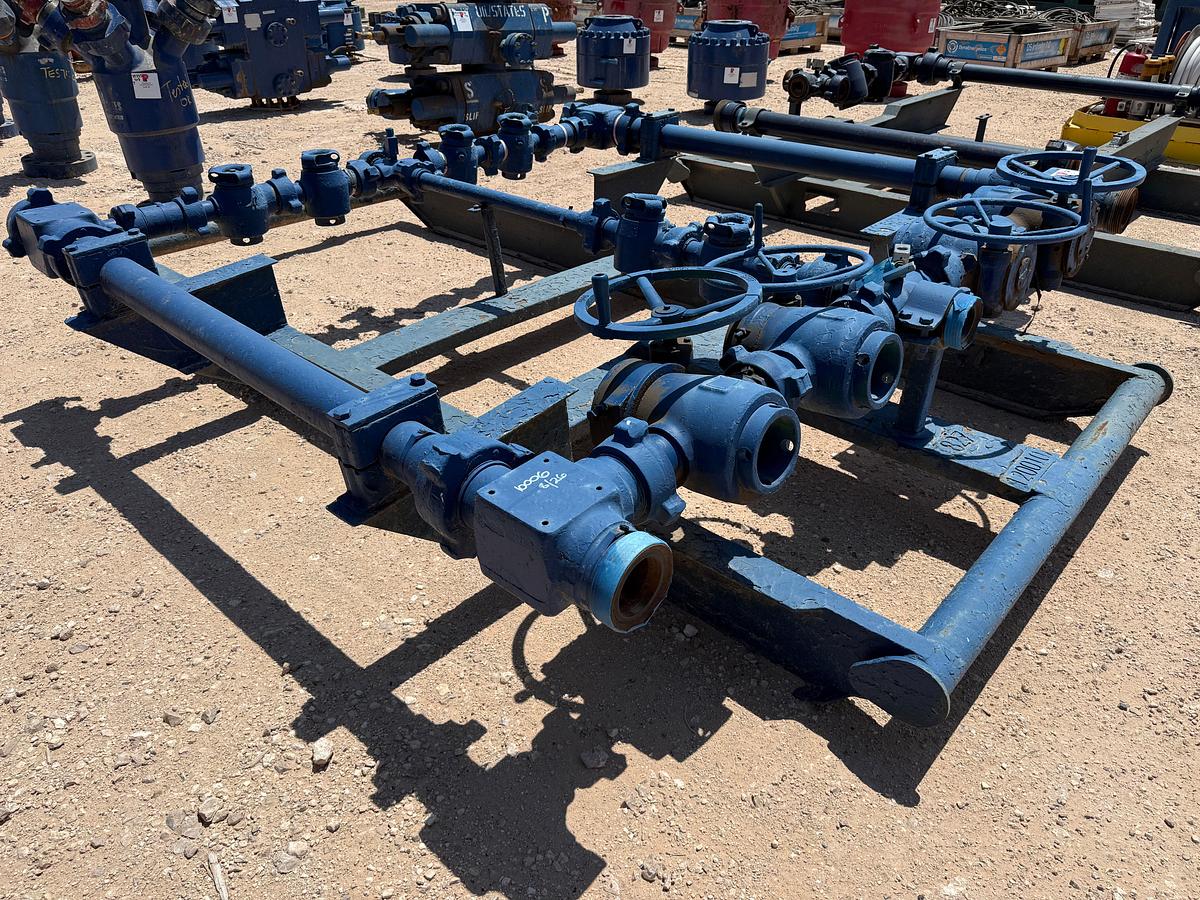 Used 3” x 2” FIG 1502 15K WP PLUG VALVE MANIFOLD, SKIDDED