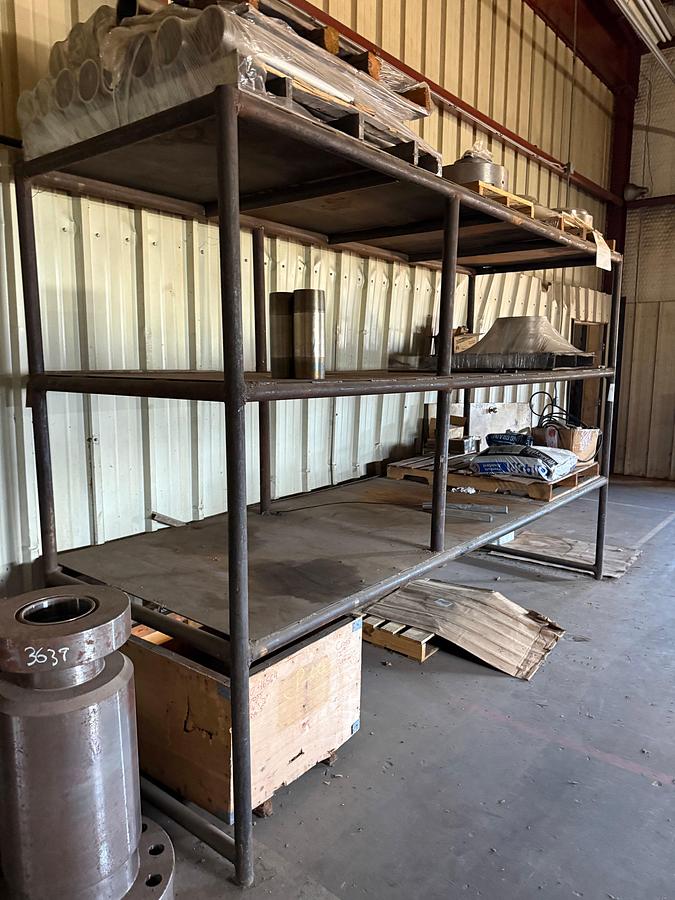 Used 12’L x 4’W x 8’H HEAVY DUTY METAL PIPE SHELF