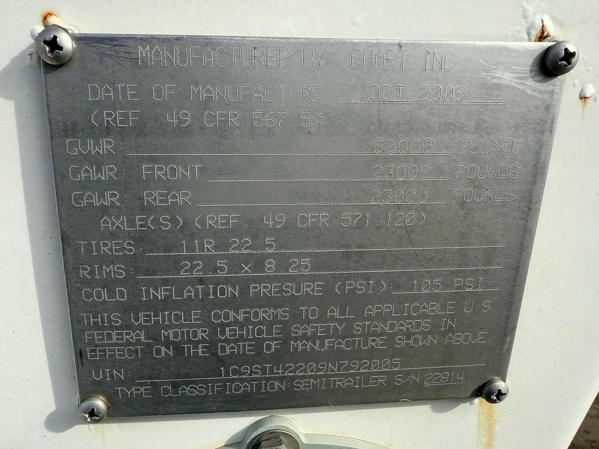 Used 2009 CS&P 7,600 GAL. LN2 NITROGEN T/A TRANSPORT TRAILER