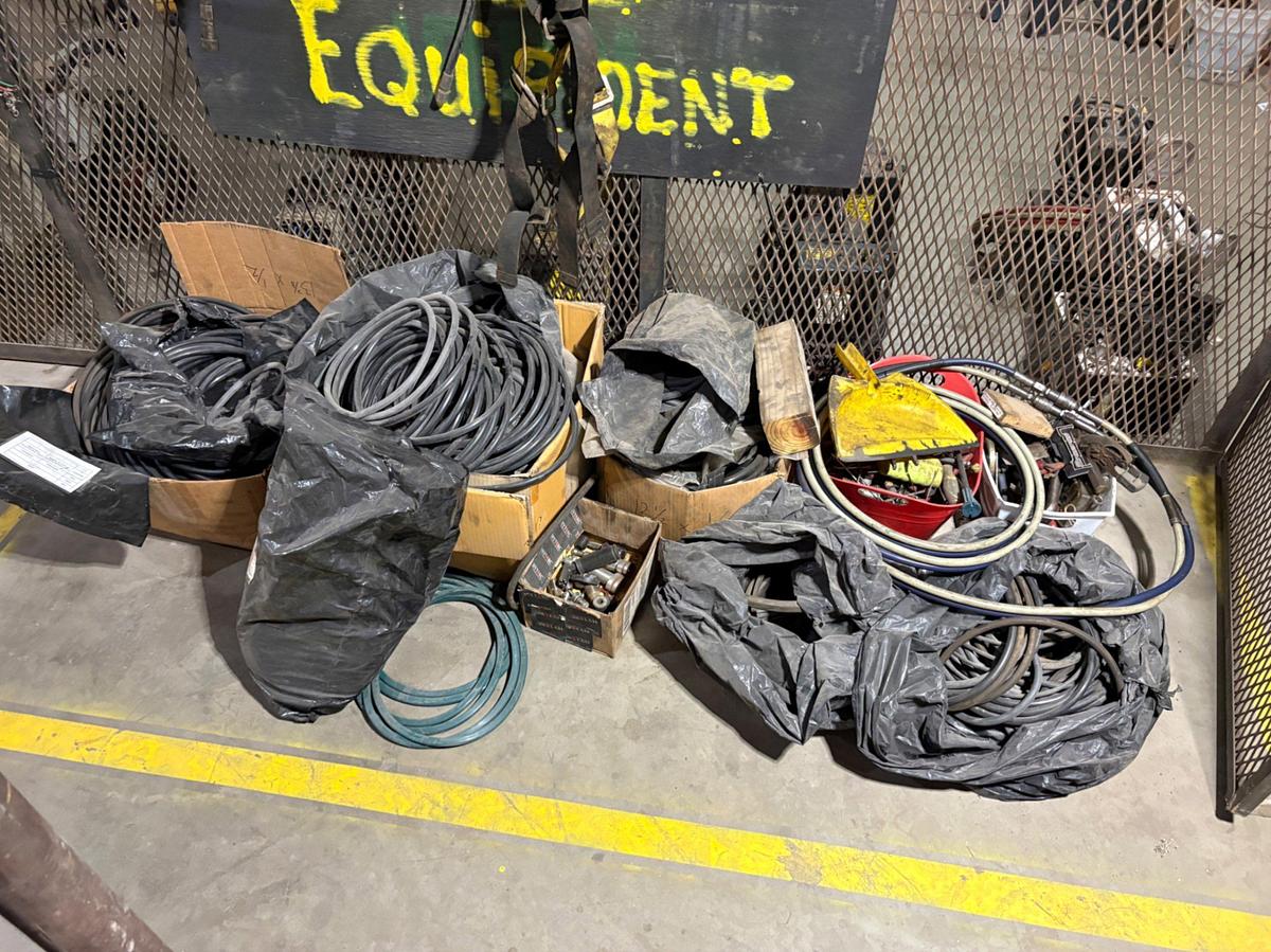 Used Lot of assorted hydraulic hoses, rubber seals, cutting torch supplies, etc
