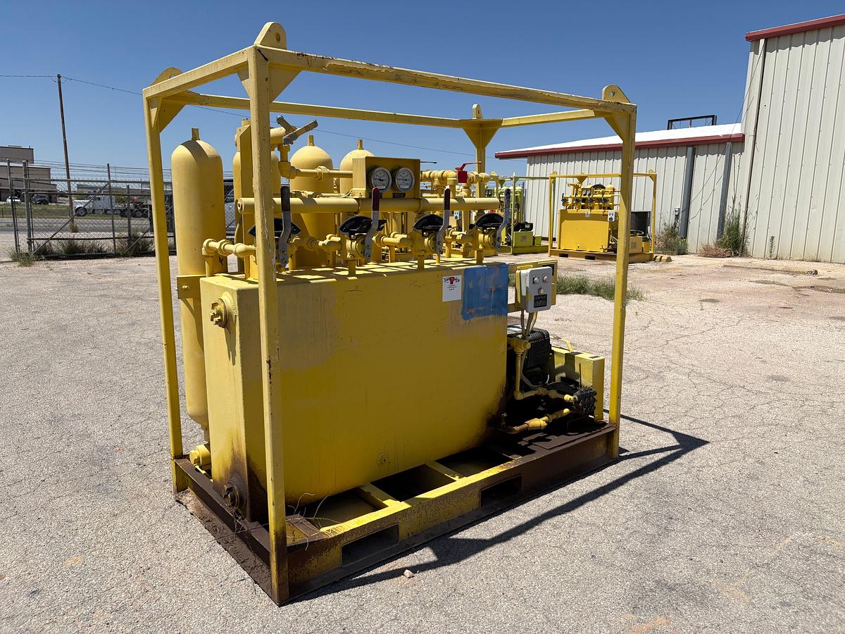 Used Meyer 4-station closing unit, skidded
