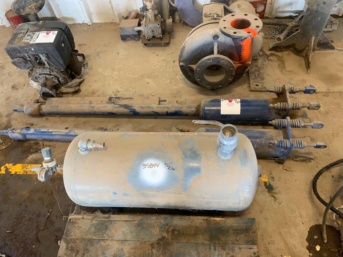 Used (2)  Hydraulic Lift Cylinders, and 200 PSI Non Potable Water Tank for Brake Coolant On Rig