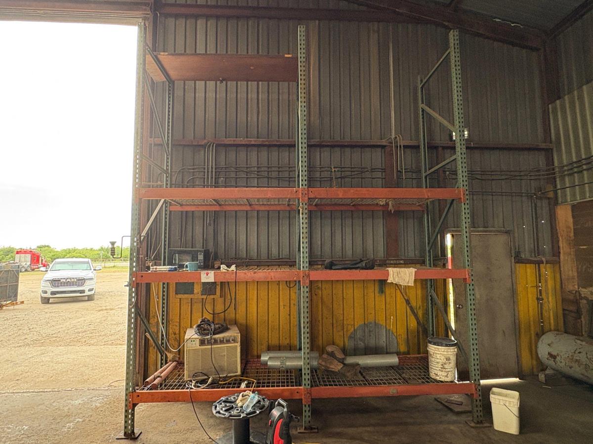 Used (1) 18’ x 3.5’ x 14’ & (1) 12’ x 3.5’ x 14’ pallet rack shelving