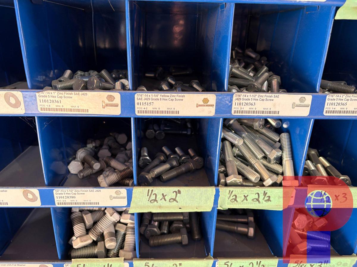 Used (2) FASTENAL 34” X 12” X 42” BOLT BINS W/ CONTENTS