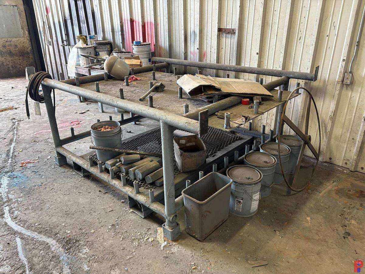 Used 96” X 75” X 36” SHOP TABLE/STORAGE RACK