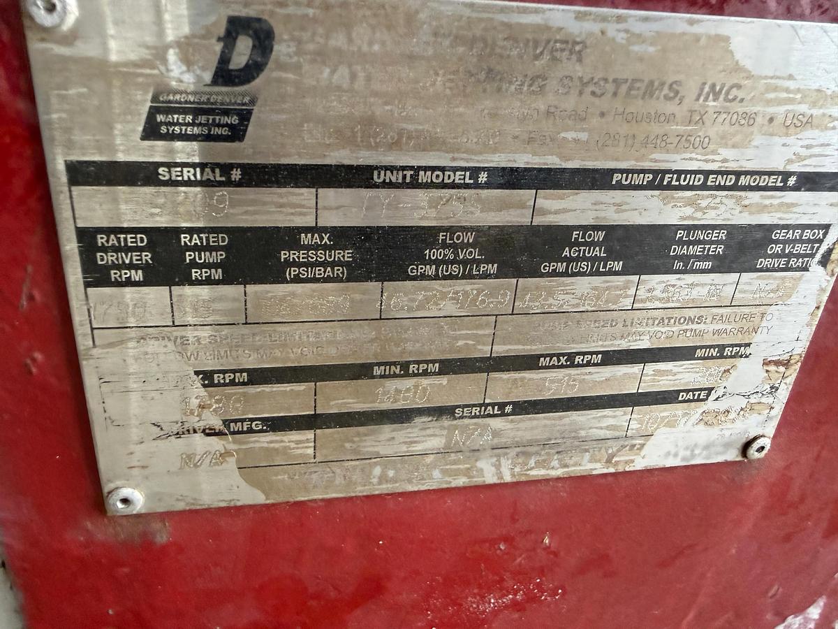 Used (UNUSED) GARDNER DENVER MODEL TY-375S 10K WP TRIPLEX PUMP