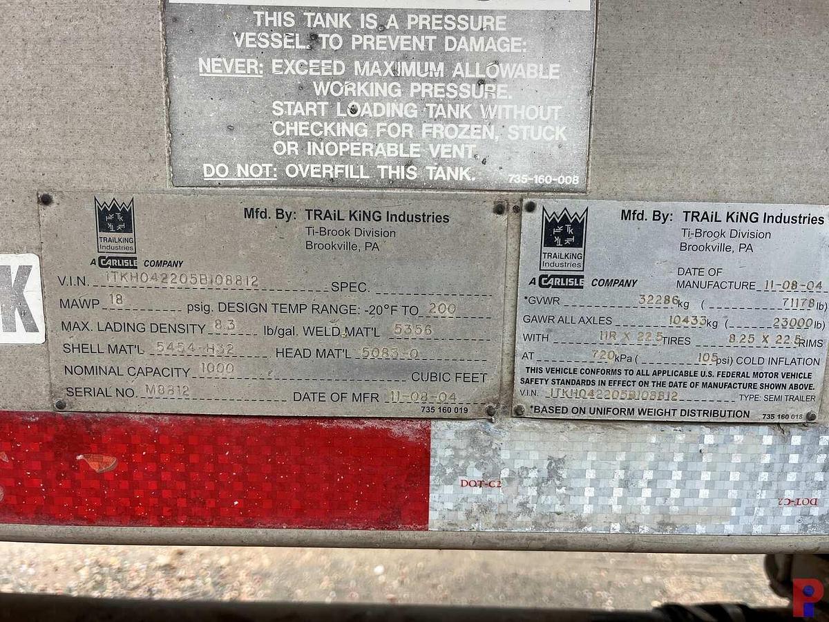 Used 2005 TRAIL KING 1,000 CU. FT. ALUMINUM PNEUMATIC TRAILER W/ BLOWER