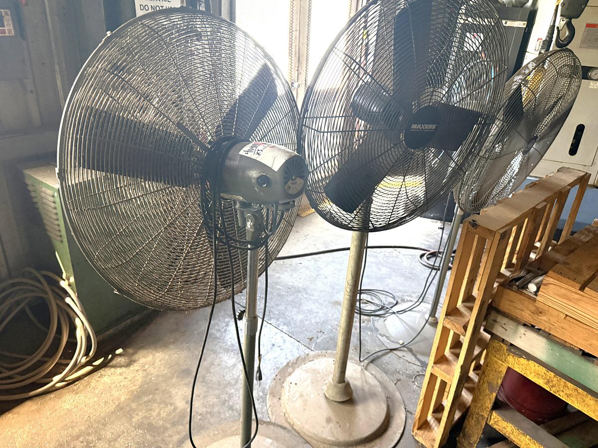 Used (3) GLOBAL 30” PEDESTAL SHOP FANS