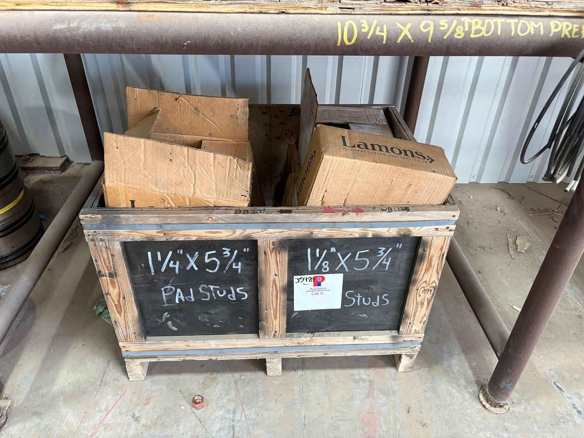 Used Crate of 1-1/4” x 5-3/4” & 1-1/8” x 5-3/4” pad studs
