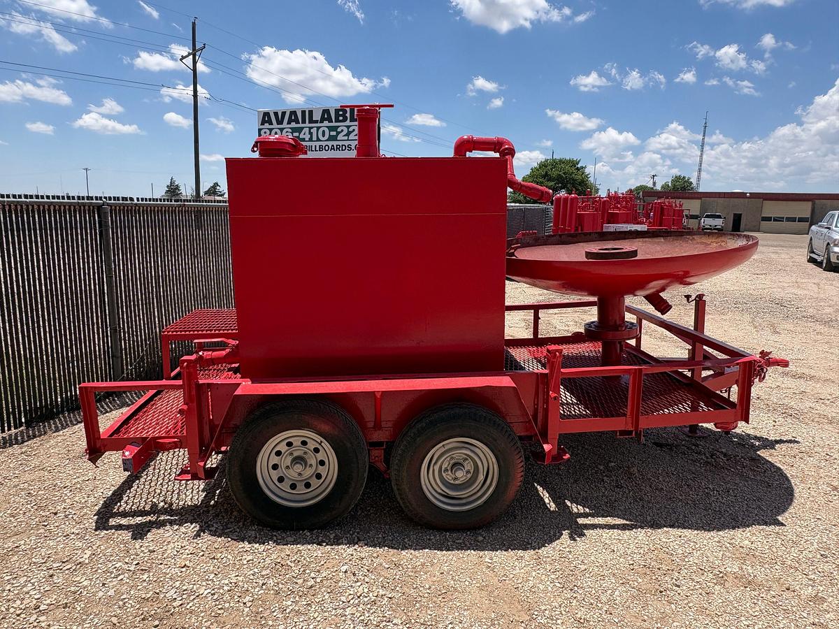Used 5’ x 5’ x 4.5’ 18BBL OIL TANK MTD ON 12’ x 6.5’ SHOPBUILT BUMPER PULL TRAILER