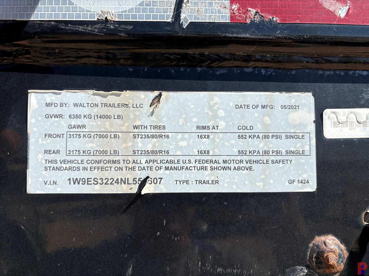 Used 2022 WALTON 24’ X 8’ T/A GOOSENECK TRAILER