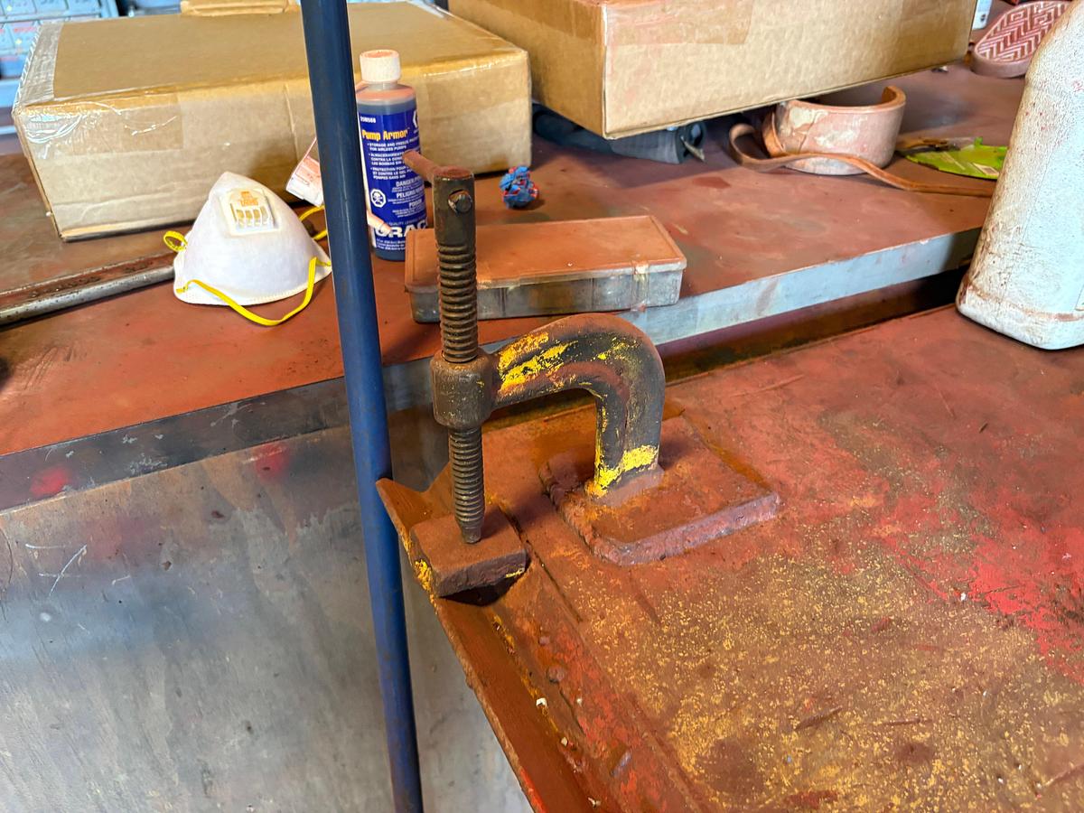 Used 76” x 69” x 39” metal shop table