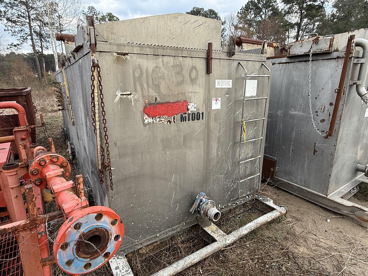 Used 22’ X 84” X 78” 3-COMP REVERSE PIT W/ GAS BUSTER, CATWALK, & IRON RACK