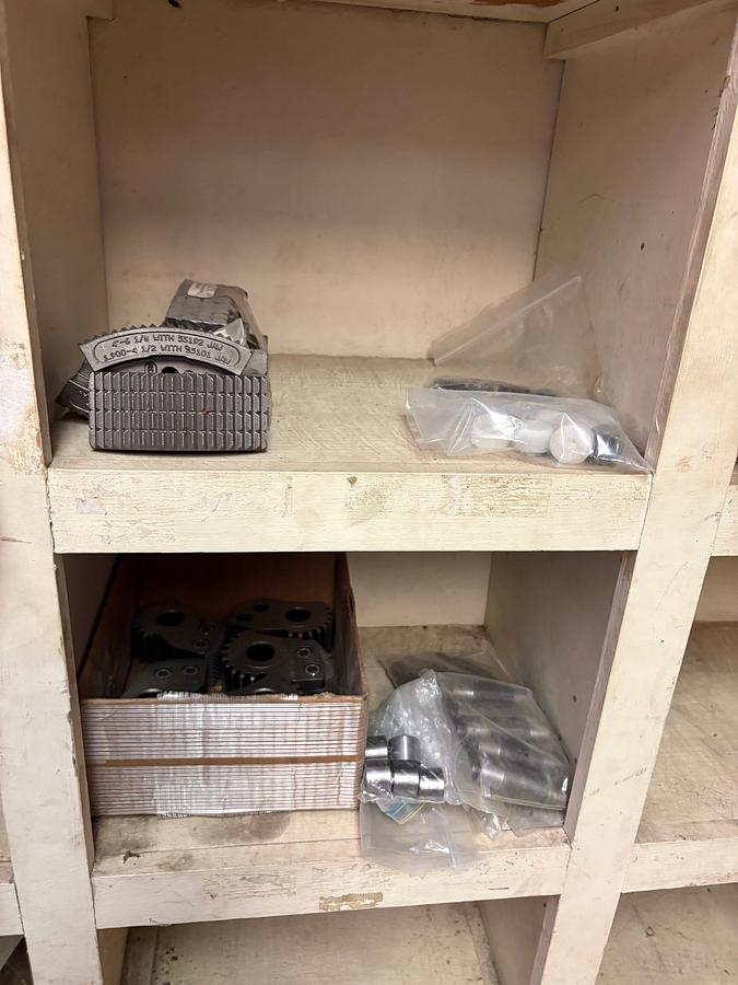 Used 36 bin shelving unit w/ contents