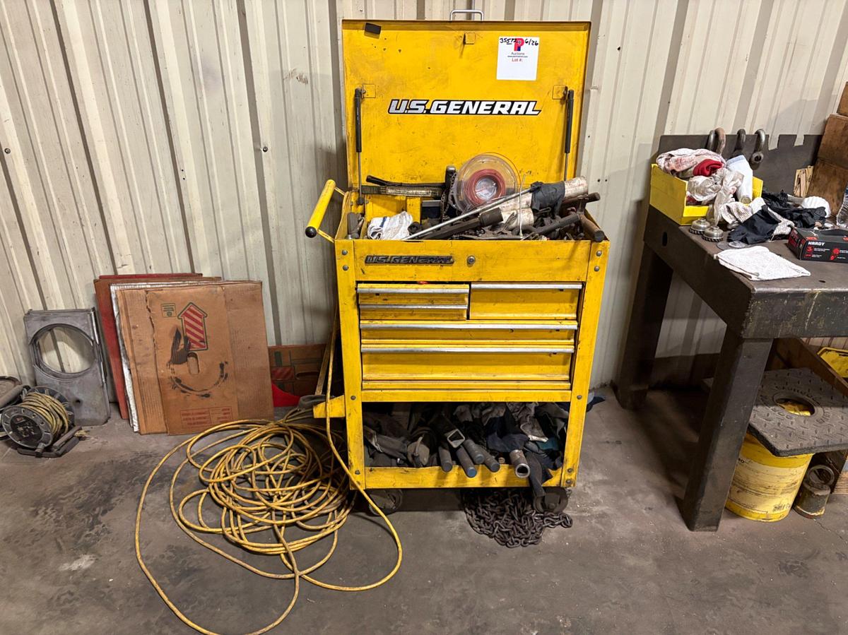 Used US GENERAL 5-DRAWER ROLLING TOOL BOX W/ CONTENTS