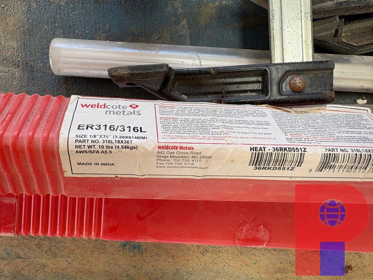 Used PALLET OF PIPE/TOOL STANDS, CLAMPS, SQUARES, & WELDING RODS