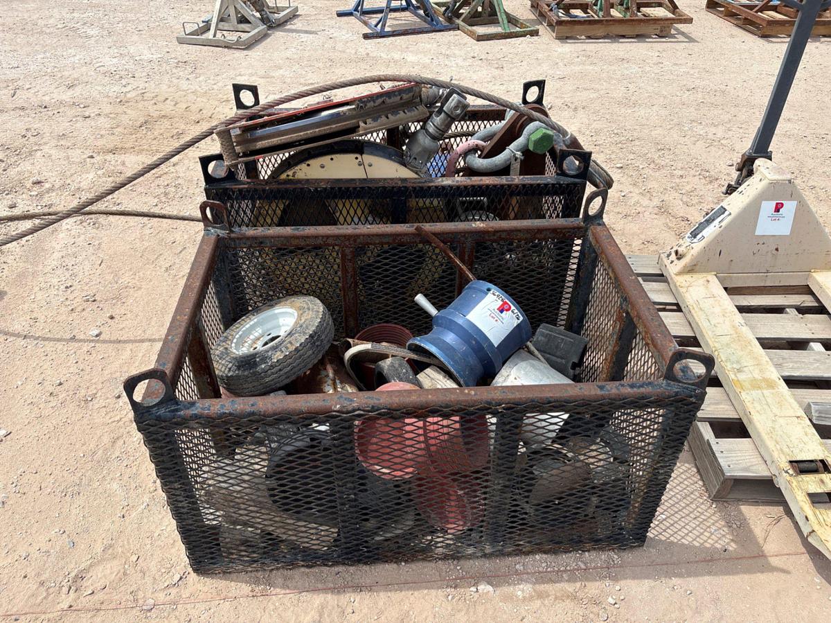 Used (2) 4’ x 2.5’ x 2’ tool baskets w/ wireline sheaves, thread protectors, tool dolly, etc.