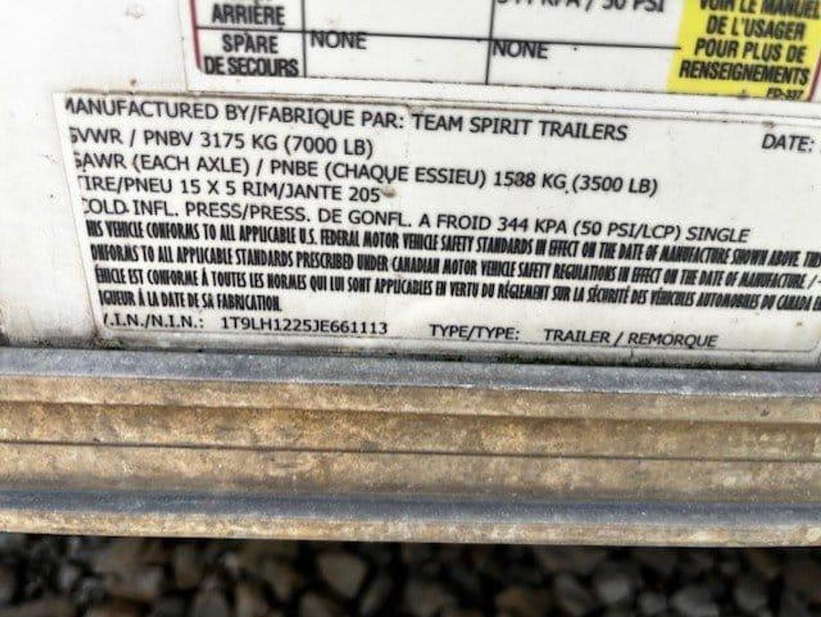 Used TEAM SPIRIT TRAILERS 12' X 7' T/A DOGHOUSE BP TRAILER