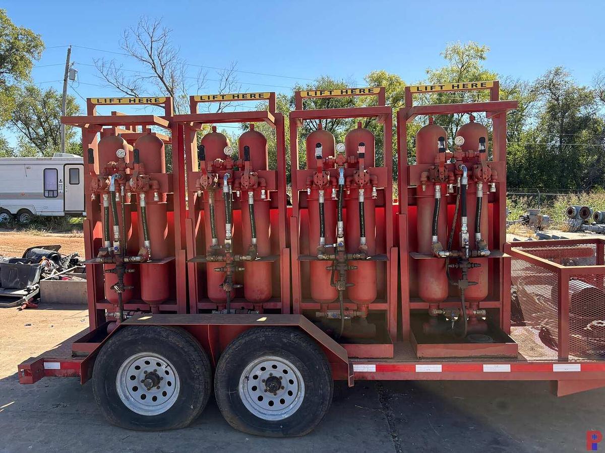 Used 10-STATION CLOSING UNIT MTD ON SHOPBUILT 16’ X 6’ T/A BUMPER PULL TRAILER