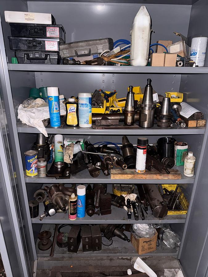 Used 4’x2’x6’ 2-DOOR METAL TOOL CABINET W/ MACHINE TOOL  CONTENTS