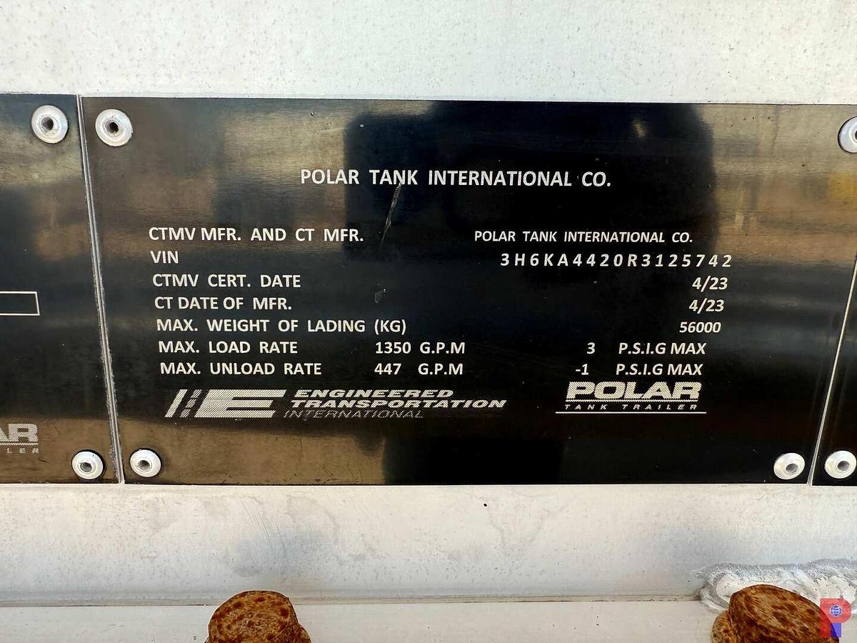 Used 2024 POLAR TANK 9,200 GAL. DOT 406AL T/A FUEL TANK TRAILER