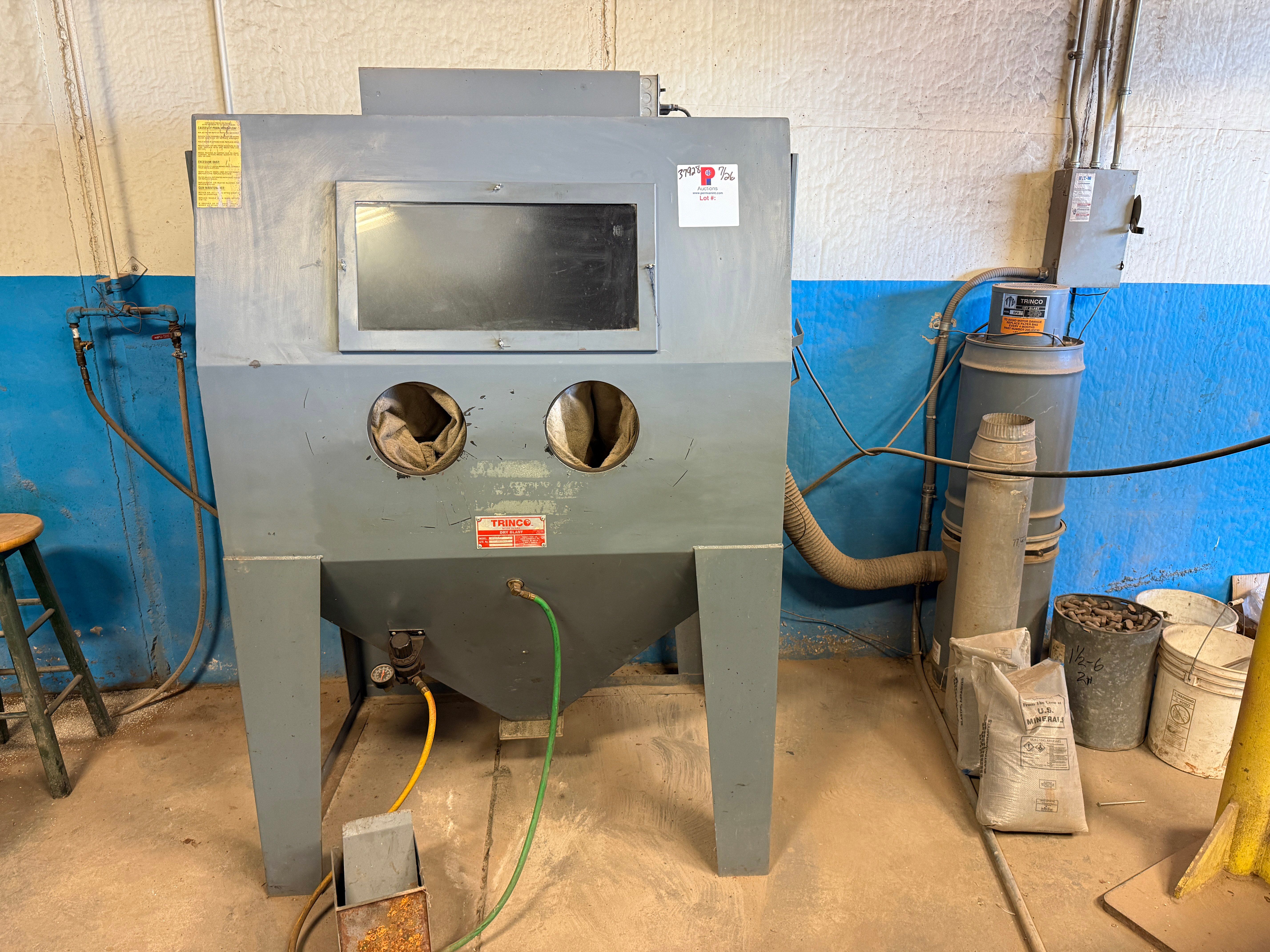 Used TRINCO 48” x 36” /BP ABRASIVE DRY BLAST CABINET
