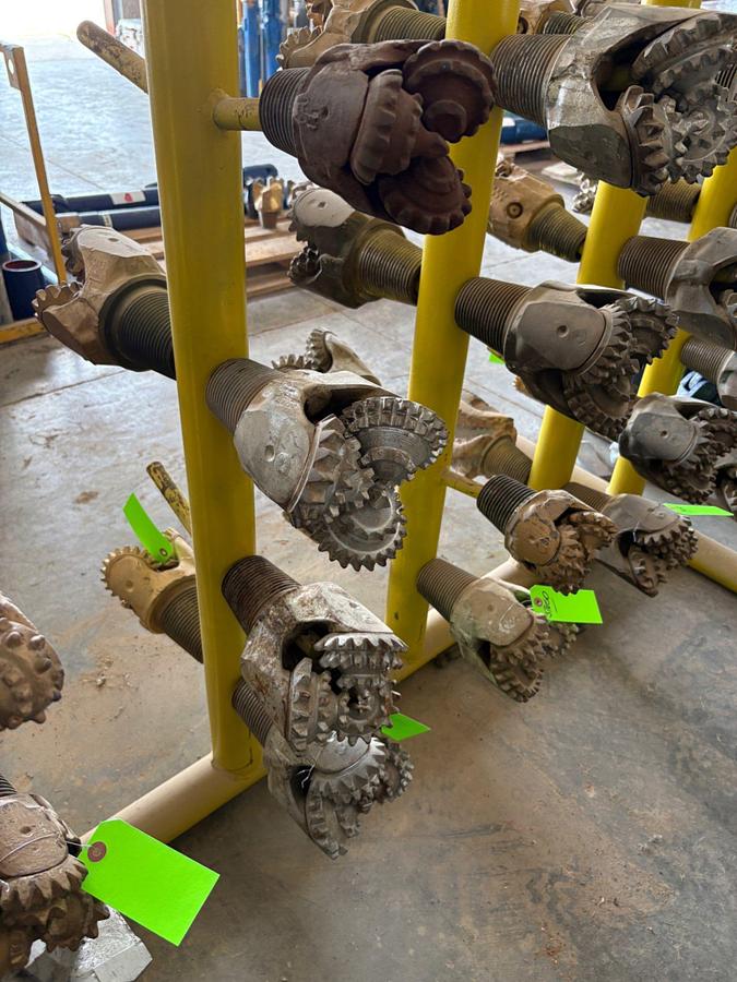 Used (6x$) tricone drill bits, 4-1/4” to 6-1/8”
