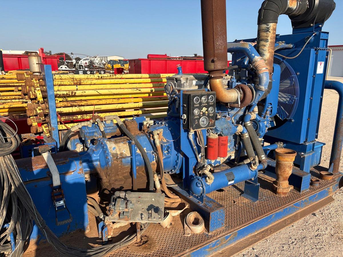 Used Gardner Denver PAH triplex pump unit, skidded
