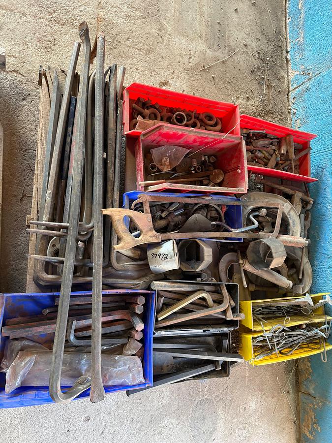 Used (2) PALLETS W/ (4 SETS)-OBANNON ROD ELEVATORS, ALLEN WRENCHES, 50’ TAPE MEAS., SOCKETS, HAND TOOLS, C-CLAMPS