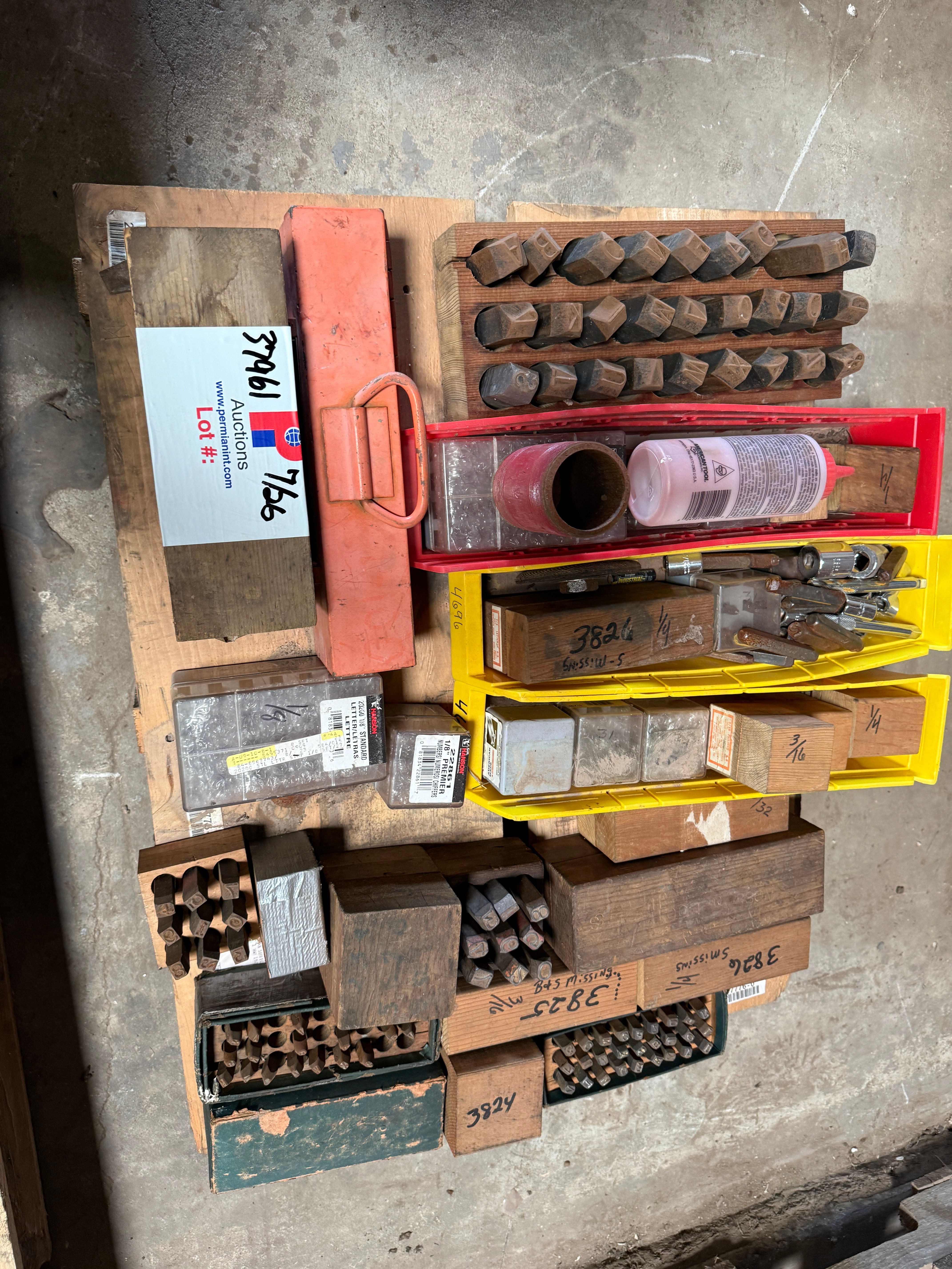 Used C.H. HANSON PALLET OF LETTERS, NUMBERS, STENCILS, (SOME UNUSED)