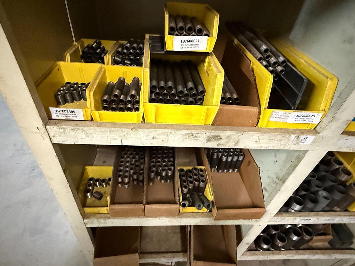 Used SECTION OF (300+) MOSTLY HEAVY WALL 1/4” THRU 2” OD PIPE NIPPLES