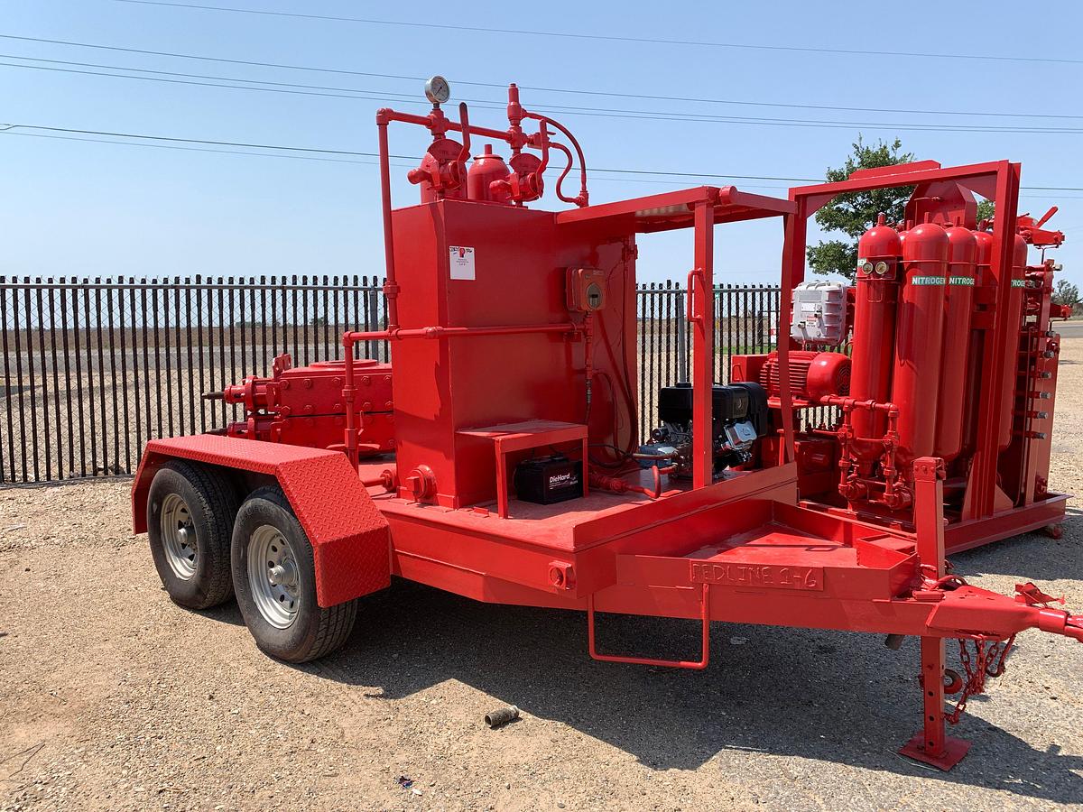 Used 2-station closing unit mtd on SHOPBUILT 10’ x 5’ t/a bumper pull trailer