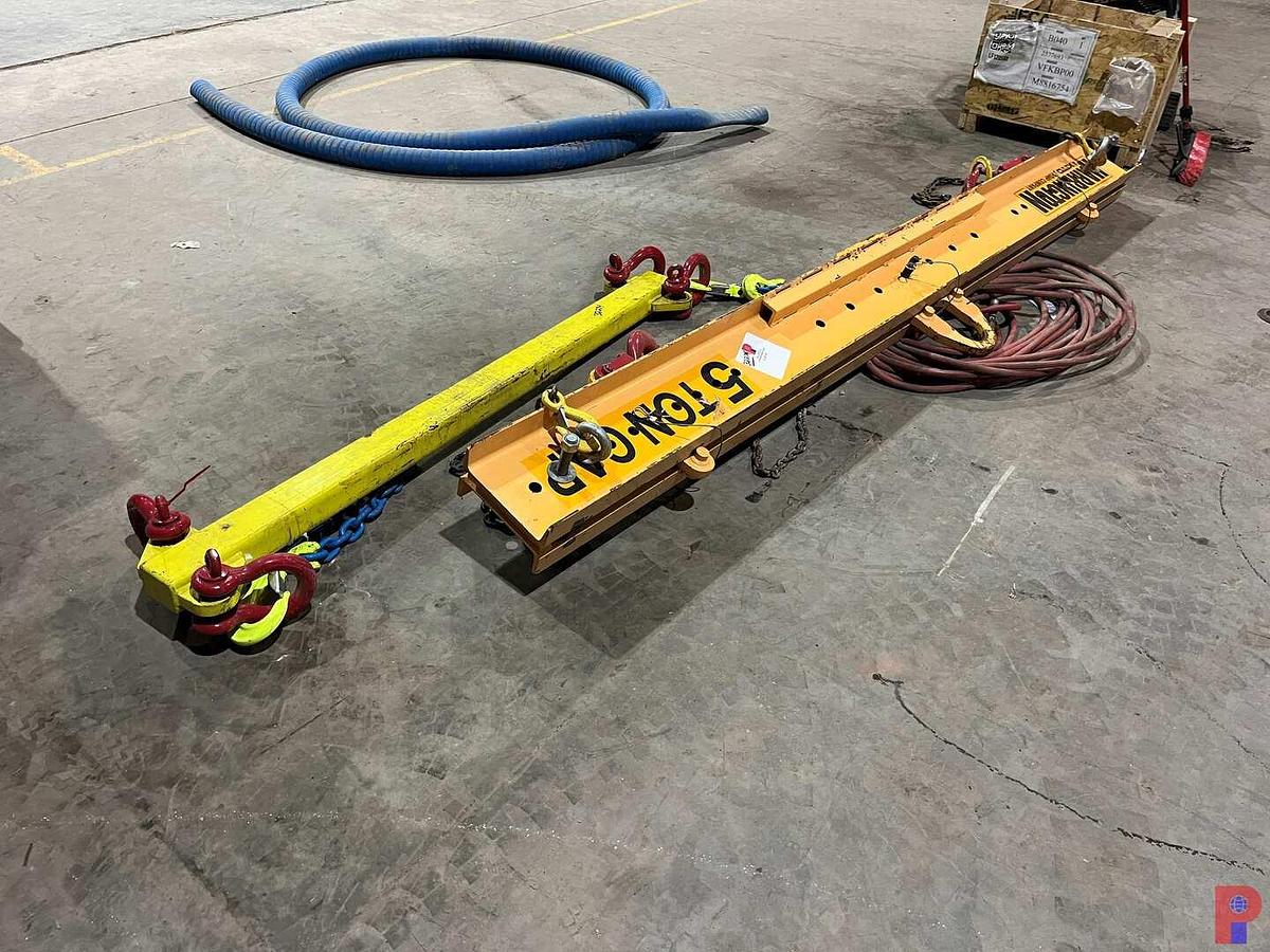 Used HARRINGTON KITO 5 TON 10’ LIFTING BAR & 6’ LIFT BAR WITH CHAIN SLINGS