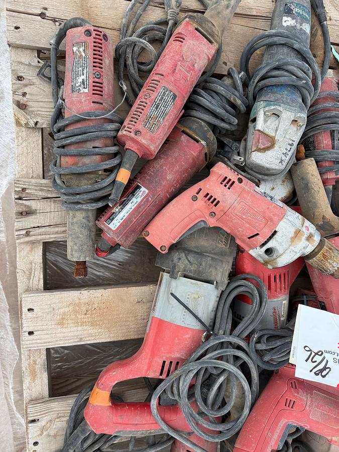 Used PALLET W/ (25) VARIOUS ELECTRIC DRILLS, DIE GRINDERS, SANDERS, SAWZALLS, & RELATED