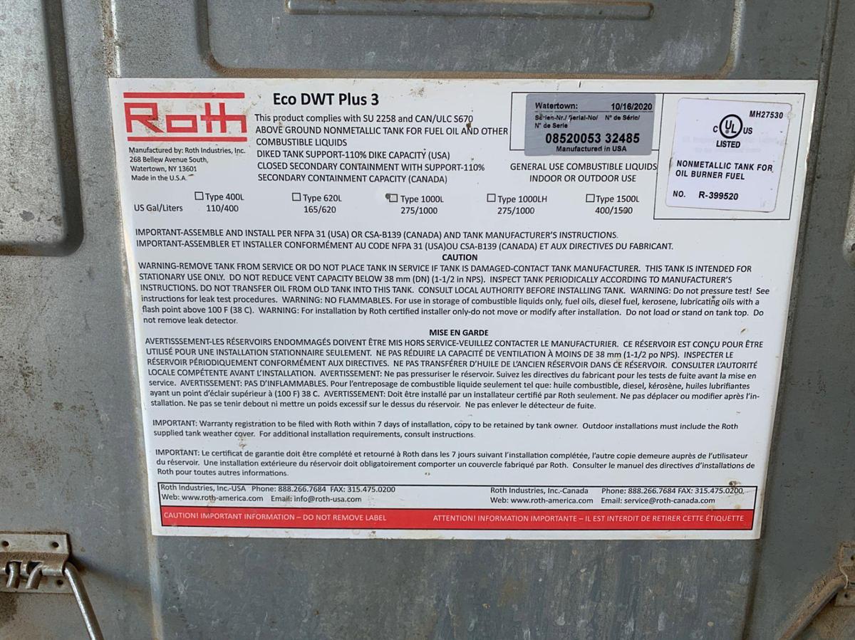 Used (2) ROTH 275 Gal Stainless Totes w/ Samson Pump Air PumpMaster and 50’ Hose Reel