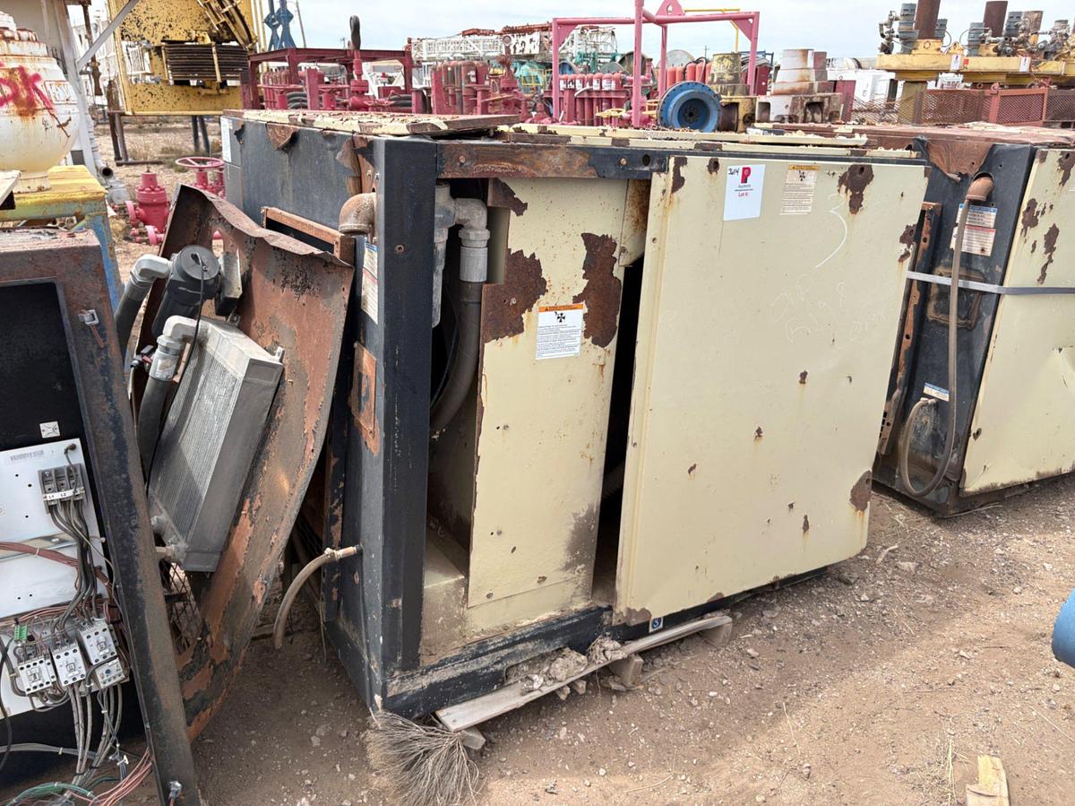 Used (3) inoperable/incomplete ingersoll Rand up6-40-125 corkscrew air compressors & (1) Sullivan palatek air compressor