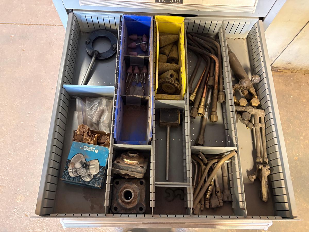 Used Lyon MS-II safety link 12-drawer rolling toolbox w/ assorted machine shop tools