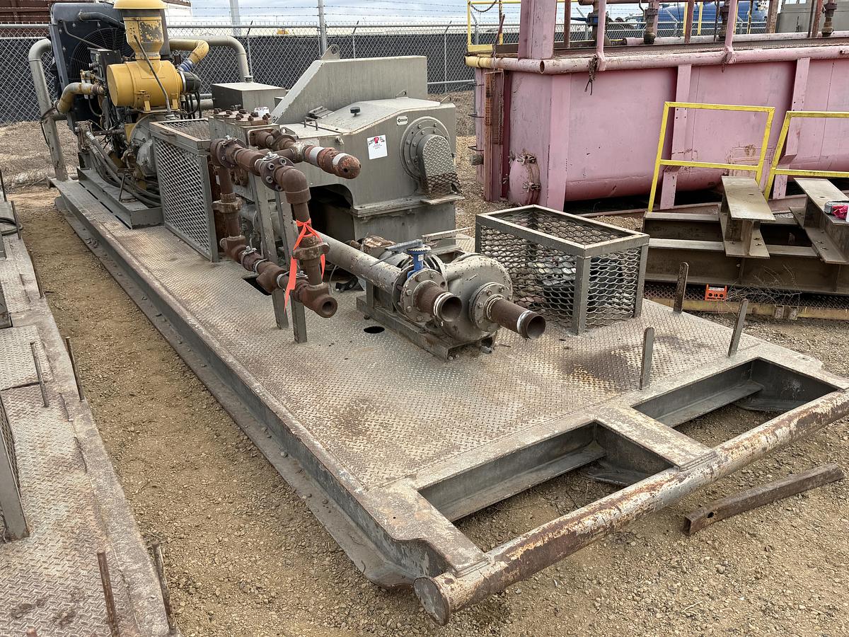 Used TULSA TT250 3K WP TRIPLEX WELL SERVICE PUMP SKIDDED P/B CATERPILLAR C9