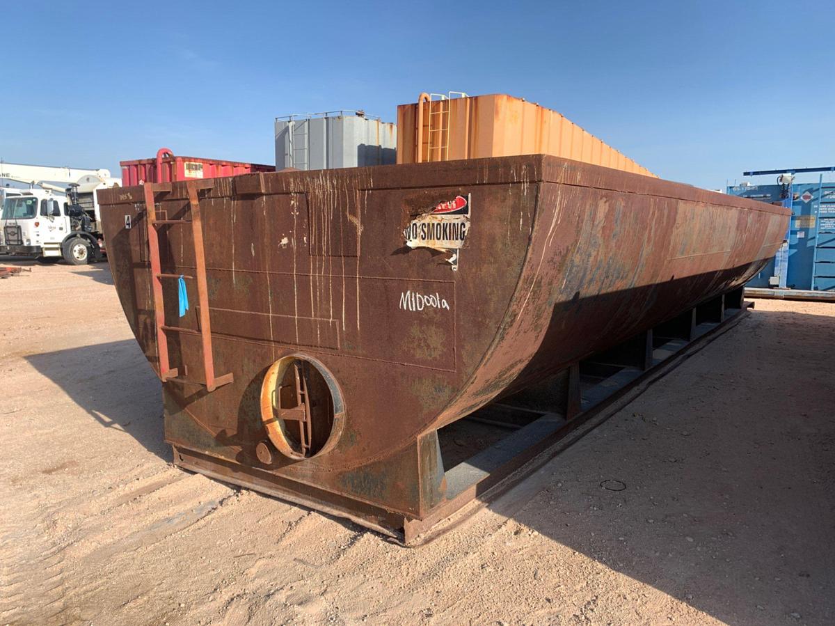 Used 38’L x 11’ W x 6’T 558bbl Round Bottom Open Top Tank