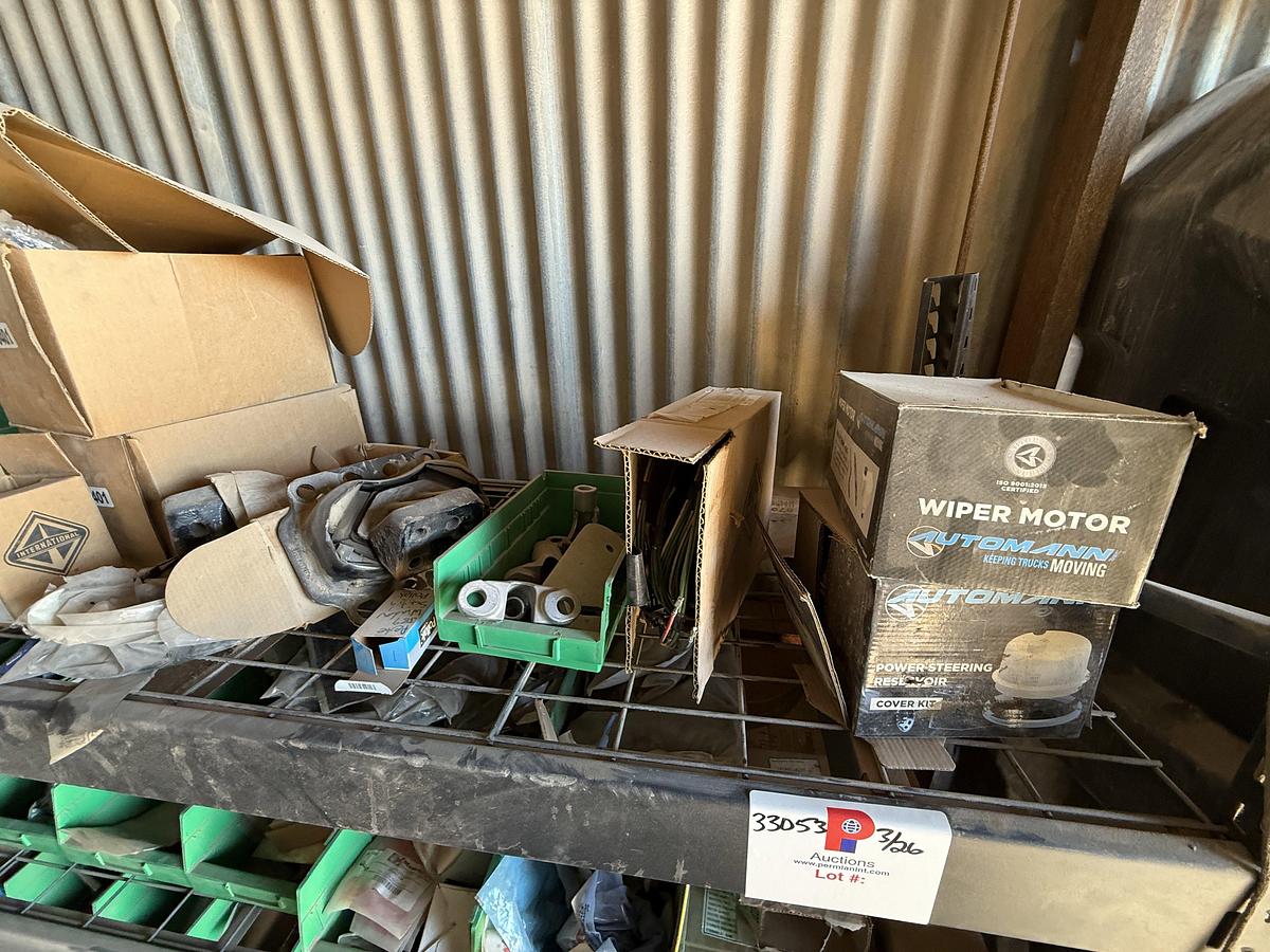 Used 77”L X 24”W X 78”H 4-SHELF RACK W/ TRUCK PARTS & RELATED