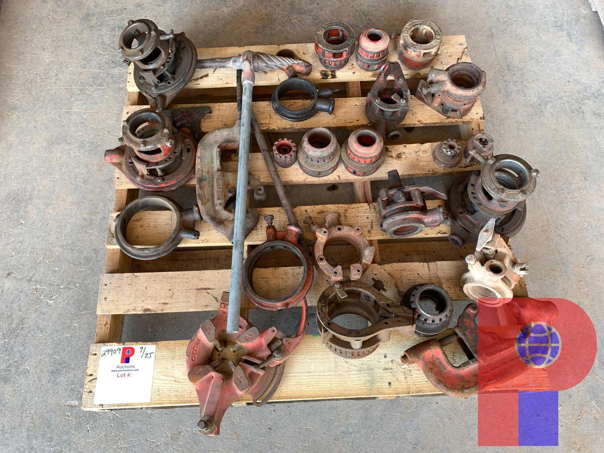Used RIDGID MANUAL PIPE THREADERS, PIPE CUTTERS, AND HANDLES