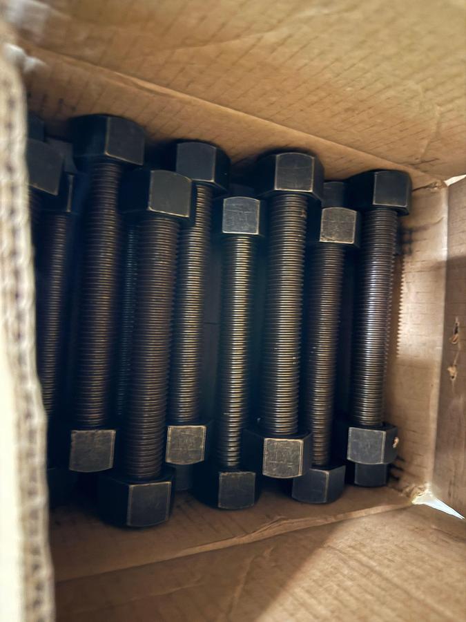 Used 5-SHELF RACK W/ CONTENTS OF PVC BALL VALVES & UNIONS, NETCO COLLAR LEAK REPAIR CLAMPS, (14+) BOXES 5/8” THRU 1” STUDS & NUTS