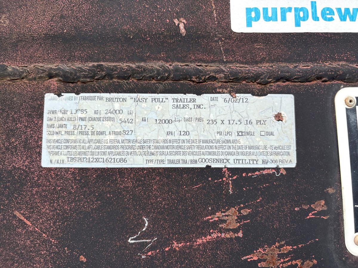 Used 2012 BRUTON EASY PULL 22’ X 90” T/A GOOSENECK CAR HAUL TRAILER