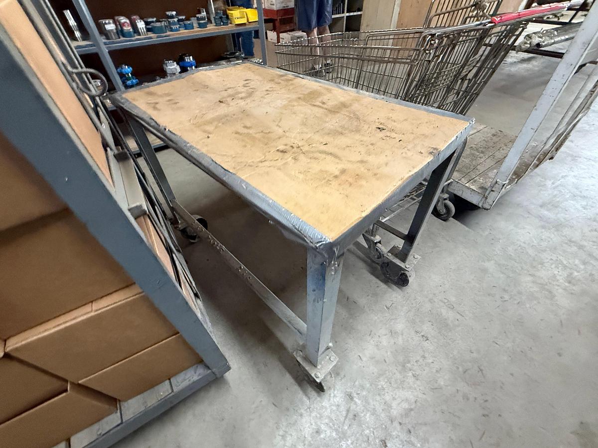Used LOT W/ (2) HD 4’x3’ STEEL ROLLING PUSH DOLLY’s, (1) HD STEEL ROLLING PUSH CART & BUGGY